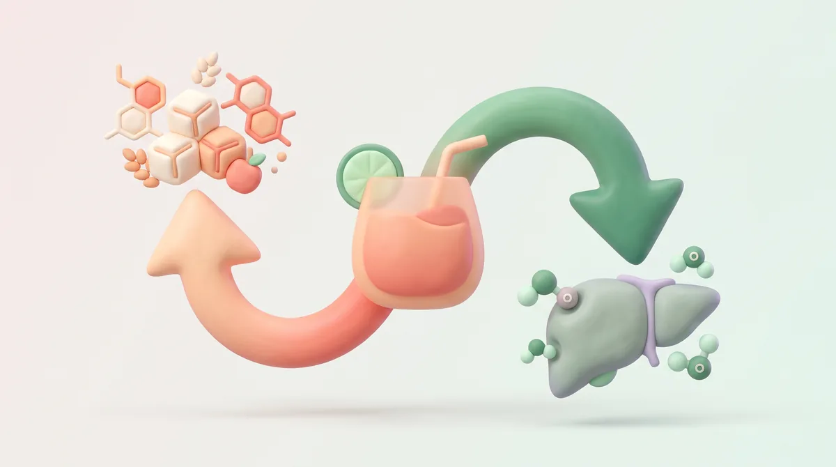 Infographic illustrating the two opposing ways alcohol impacts blood sugar, with carbs causing spikes and ethanol causing drops.