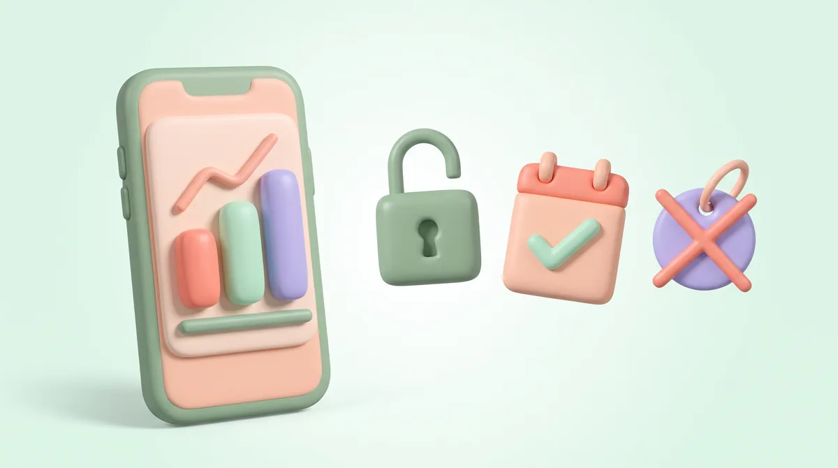 Infographic showing a smartphone with a glycemic index chart, unlocking padlocks, and price tags representing a comparison of free versus paid app features.
