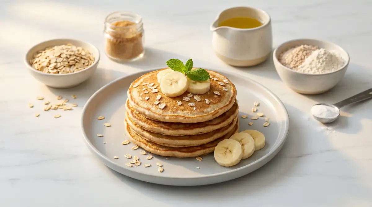 Banana oatmeal pancakes — a low-GI breakfast to stabilise blood sugar