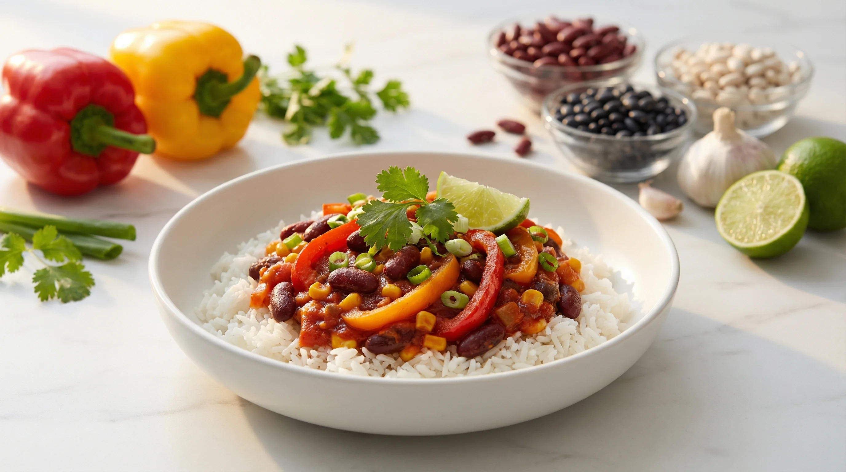 Low-Glycemic Three-Bean Chili with Roasted Peppers - Low Glycemic Recipe