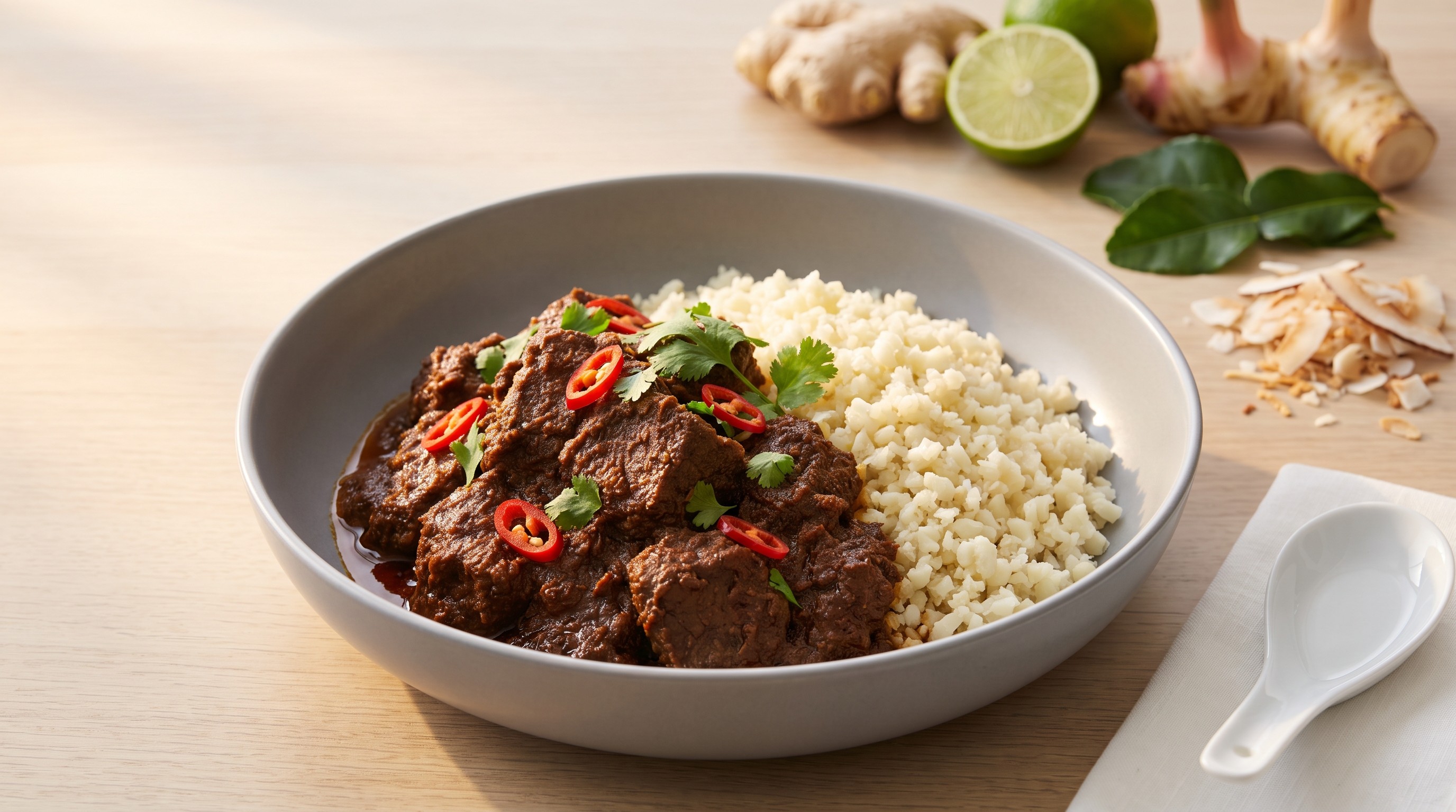Biff Rendang med blomkålris - Lavglykemisk oppskrift