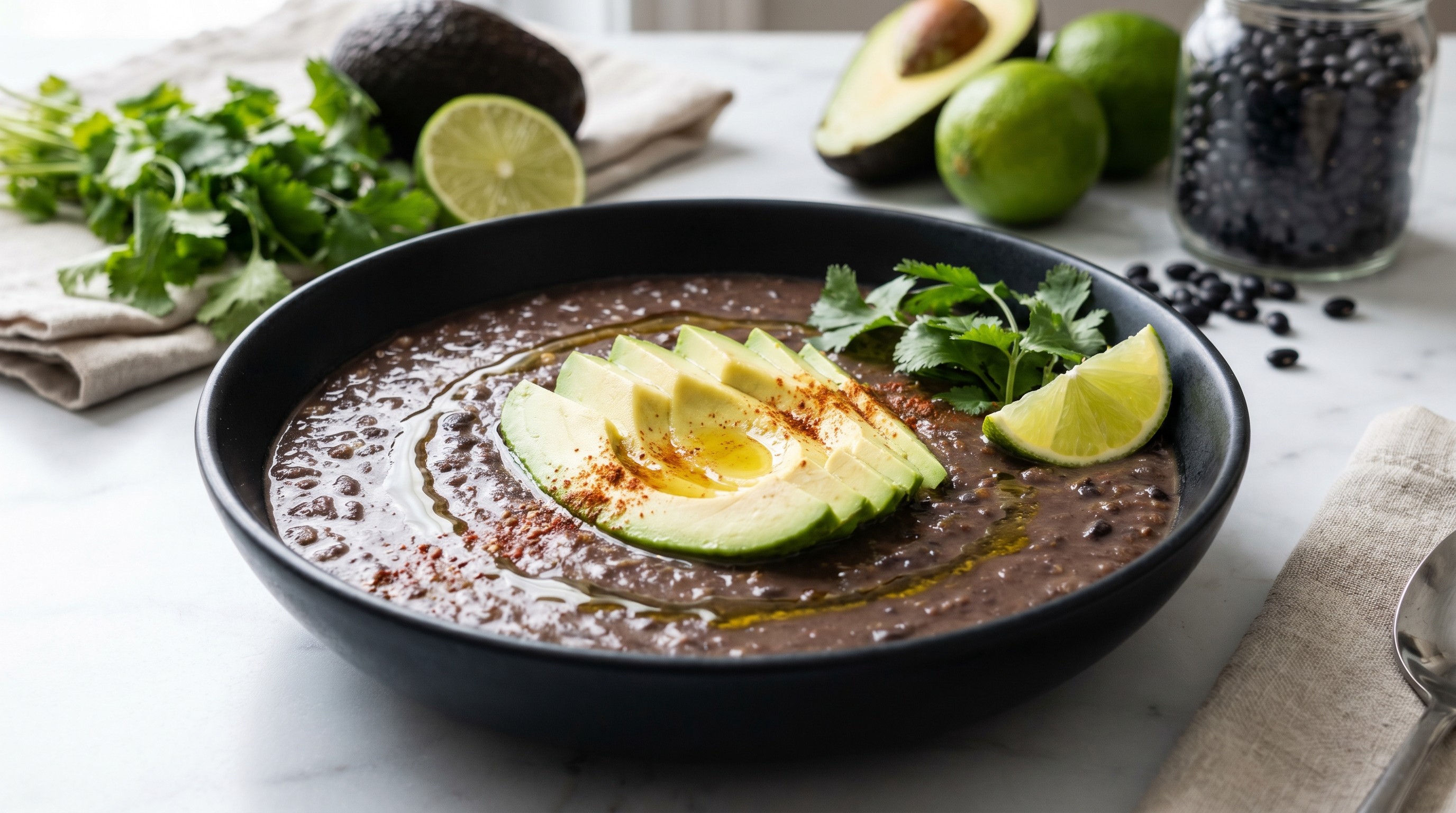 Svartbønnesuppe med lime og avokado - en lavglykemisk oppskrift