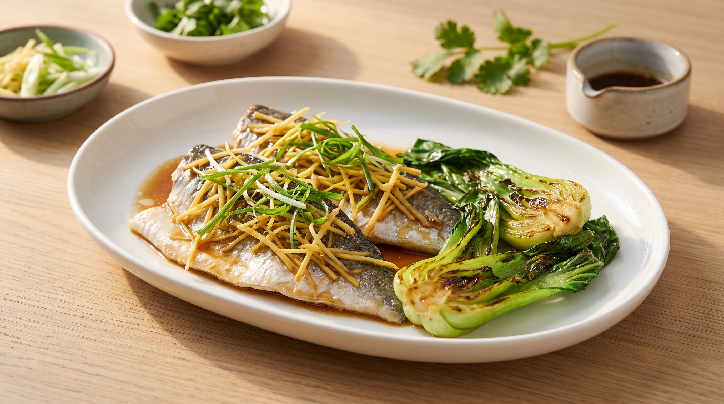 廣式薑蔥清蒸鱸魚 - 低升糖食譜