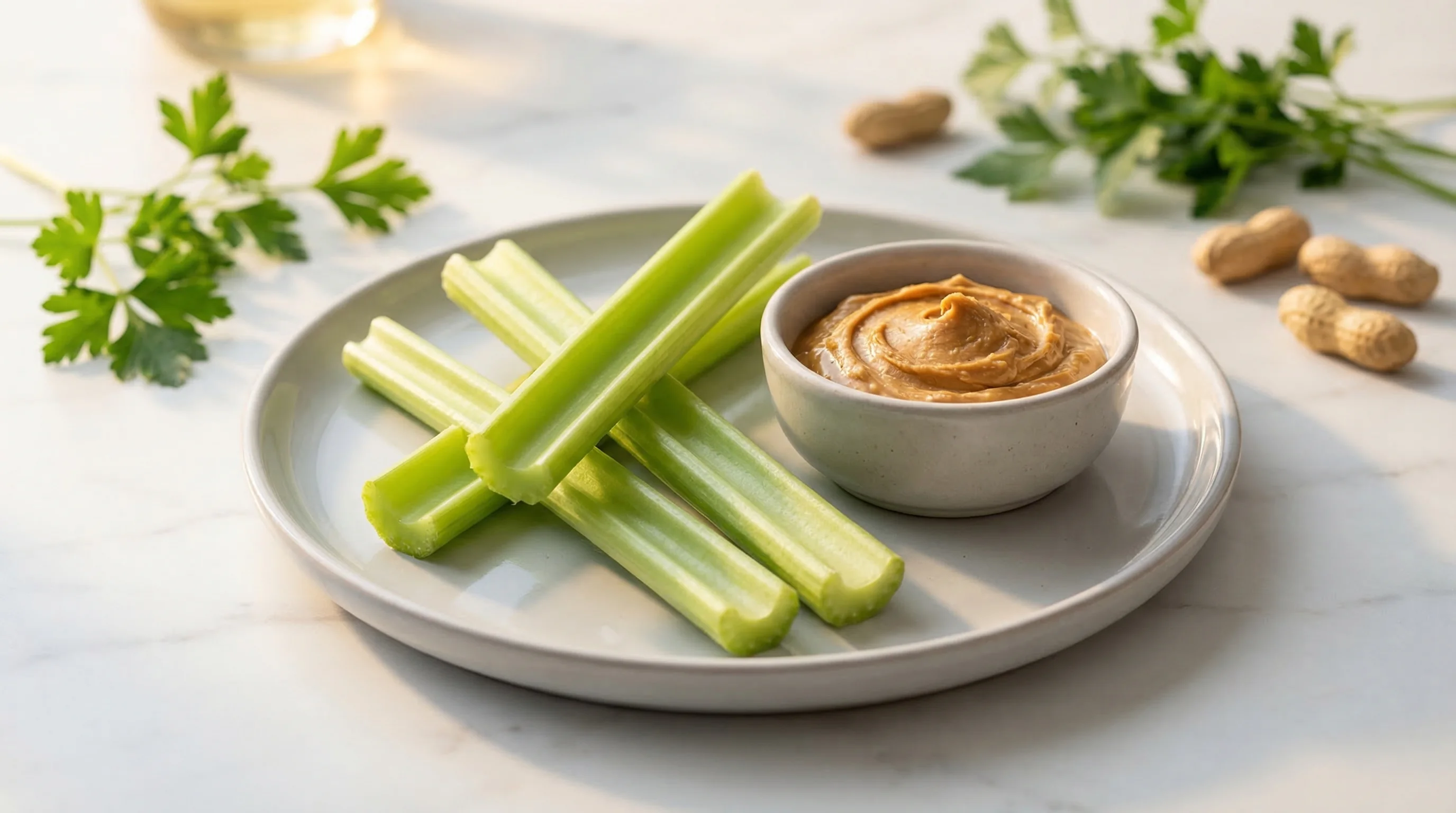 Celery Sticks with Natural Peanut Butter - Low Glycemic Recipe