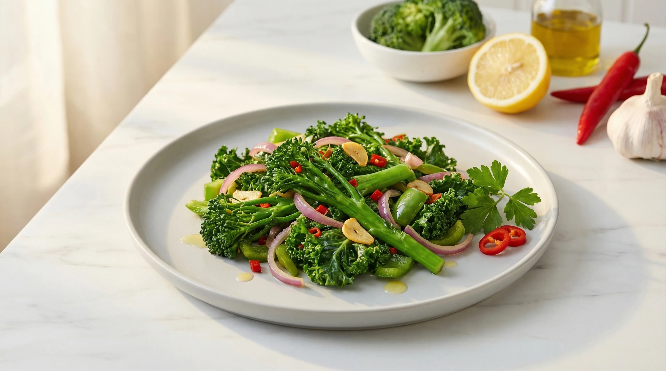 Chilli-Garlic Greens - Low Glycemic Recipe