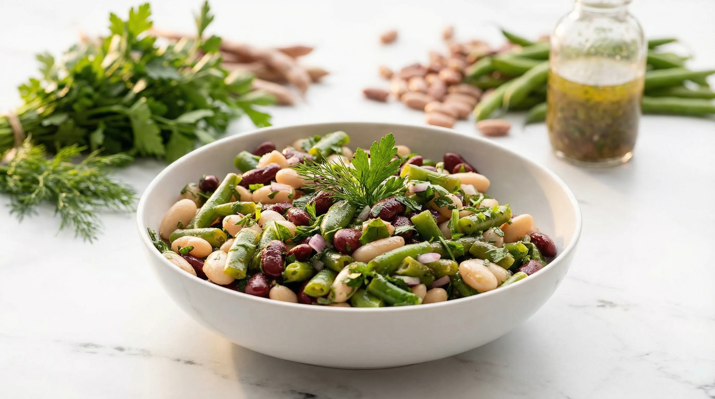 Low-Glycemic Three Bean Salad with Herb Vinaigrette - Low Glycemic Recipe