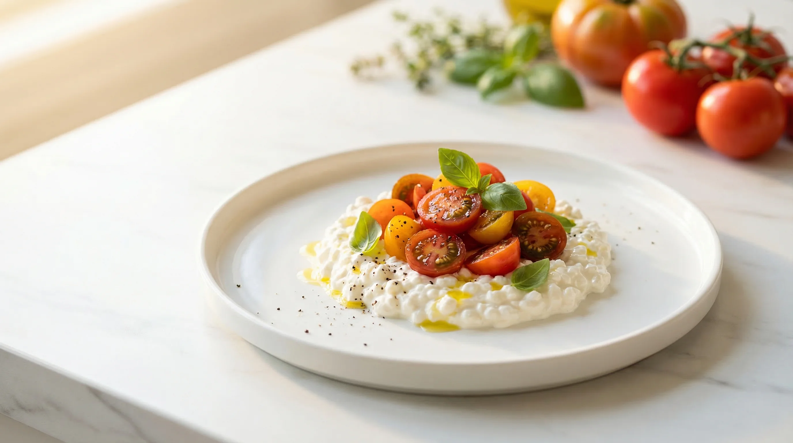 Low-Glycemic Cottage Cheese with Fresh Tomato - Low Glycemic Recipe