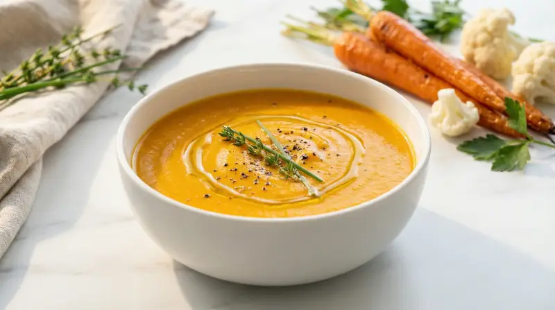 Low-Glycemic Roasted Carrot Soup with Cauliflower - Low Glycemic Recipe