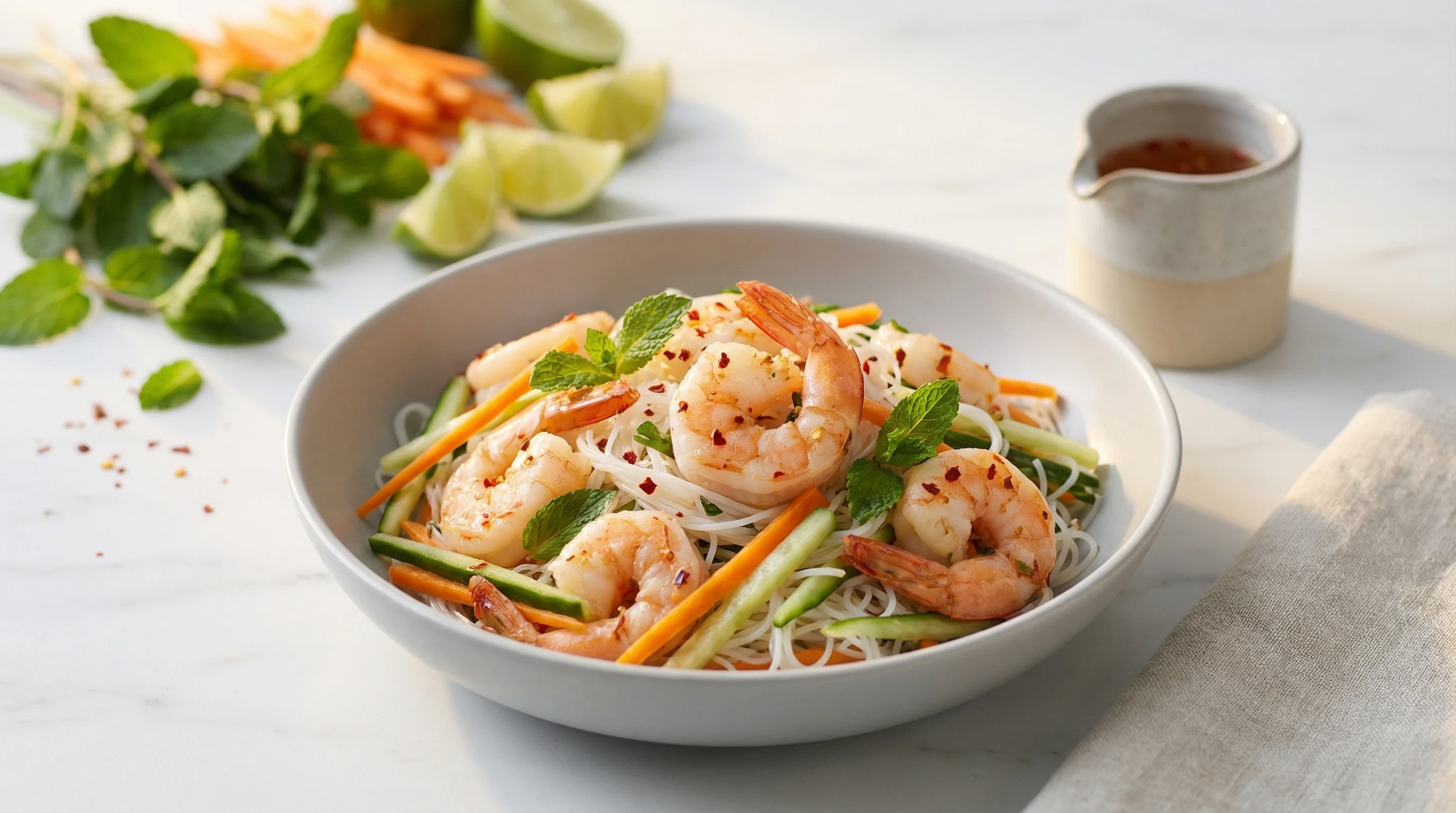 Low-GI Vietnamese Prawn and Vegetable Noodle Bowl - Low Glycemic Recipe