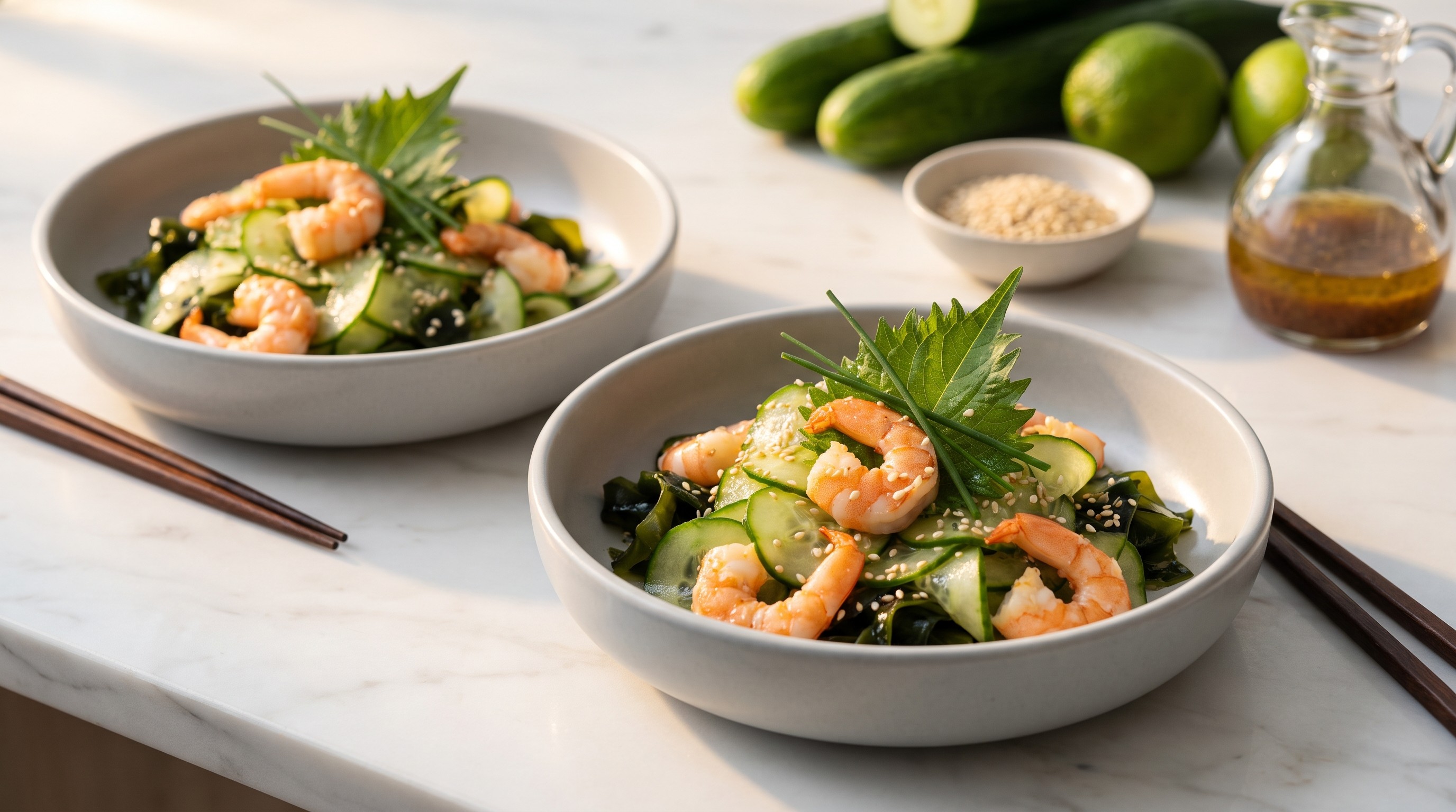 Ebi Sunomono (Salada de Camarão e Pepino com Gergelim) - Receita de Baixo Índice Glicêmico