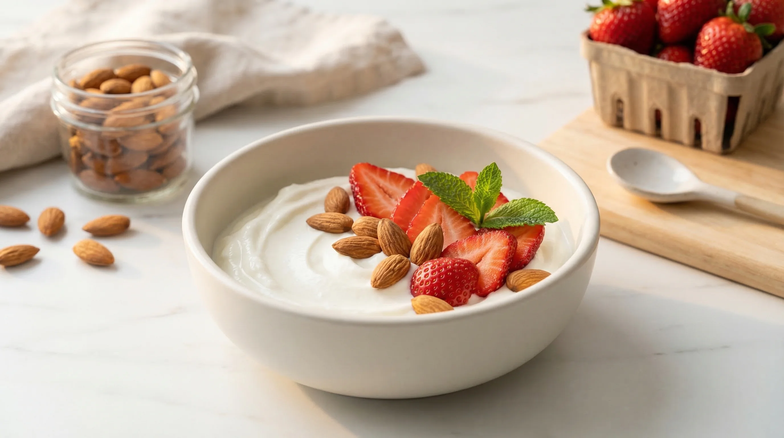 Greek Yogurt with Strawberries & Almonds - Low Glycemic Recipe