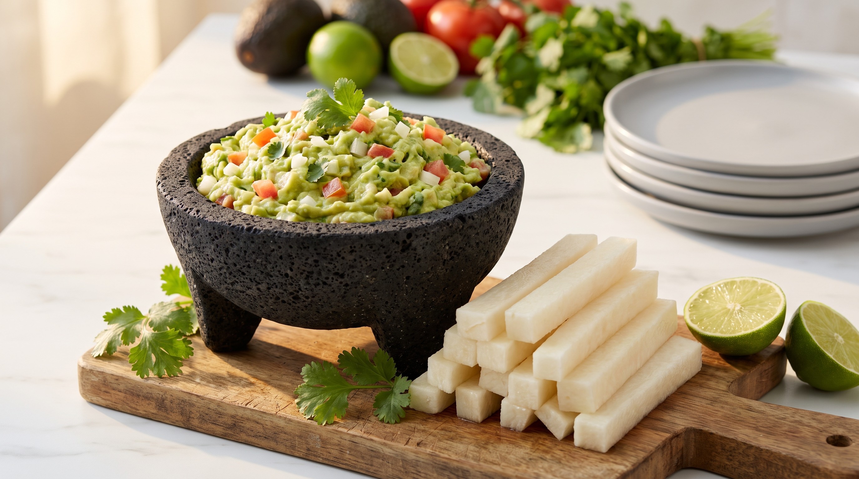 Guacamole s tyčinkami jicamy - Nízkoglykemický recept