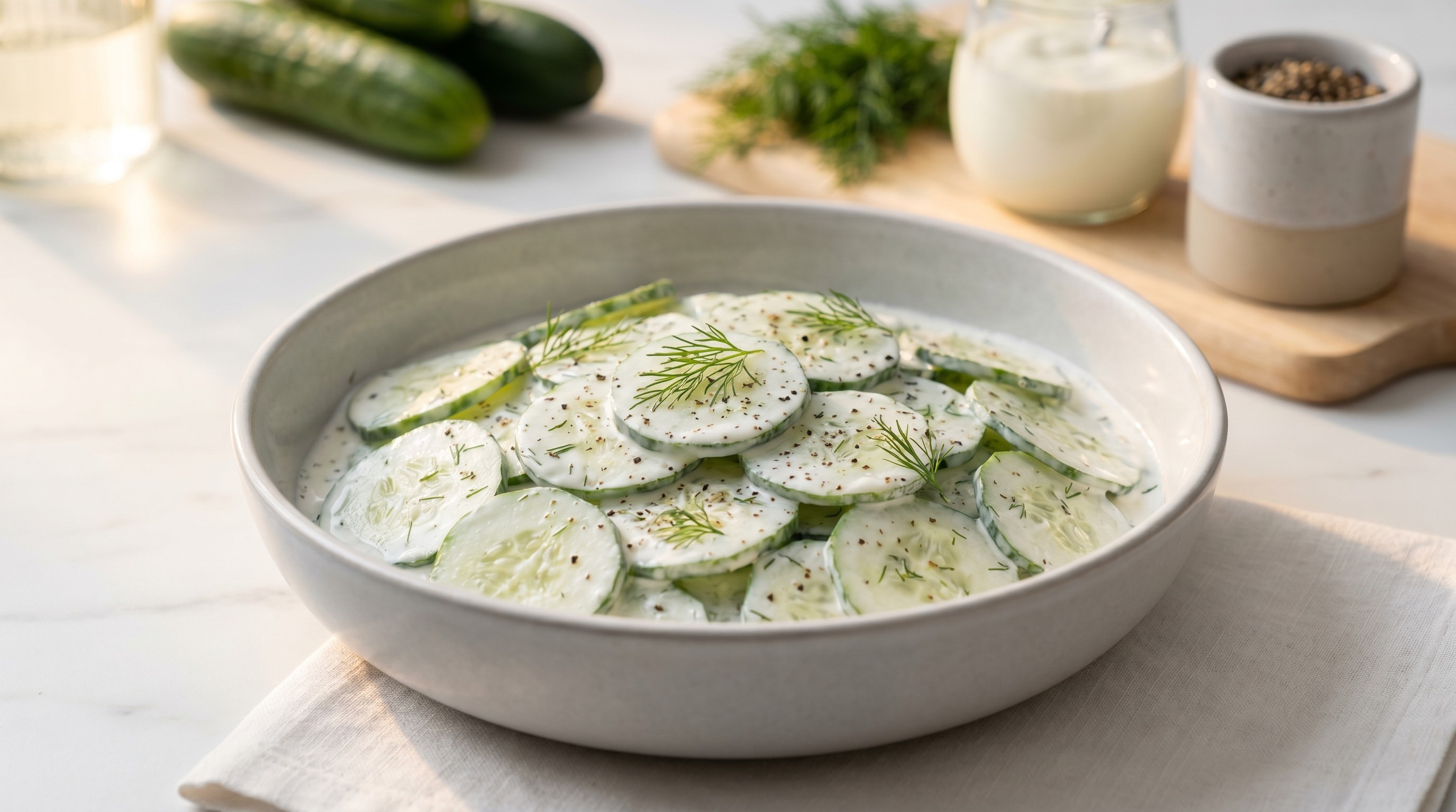 Deutscher Gurken-Joghurt-Salat (Gurkensalat) – Rezept mit niedrigem glykämischem Index