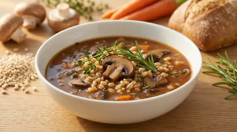 Low-Glycemic Mushroom & Pearl Barley Soup - Low Glycemic Recipe