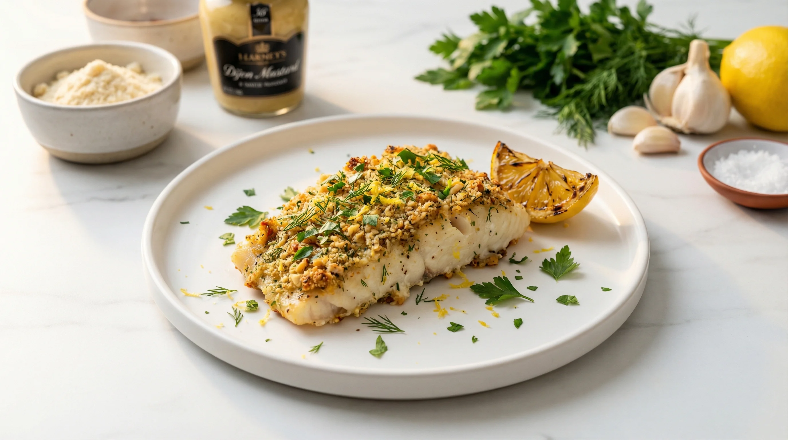 Almond-Crusted Baked Cod with Herbs - Low Glycemic Recipe
