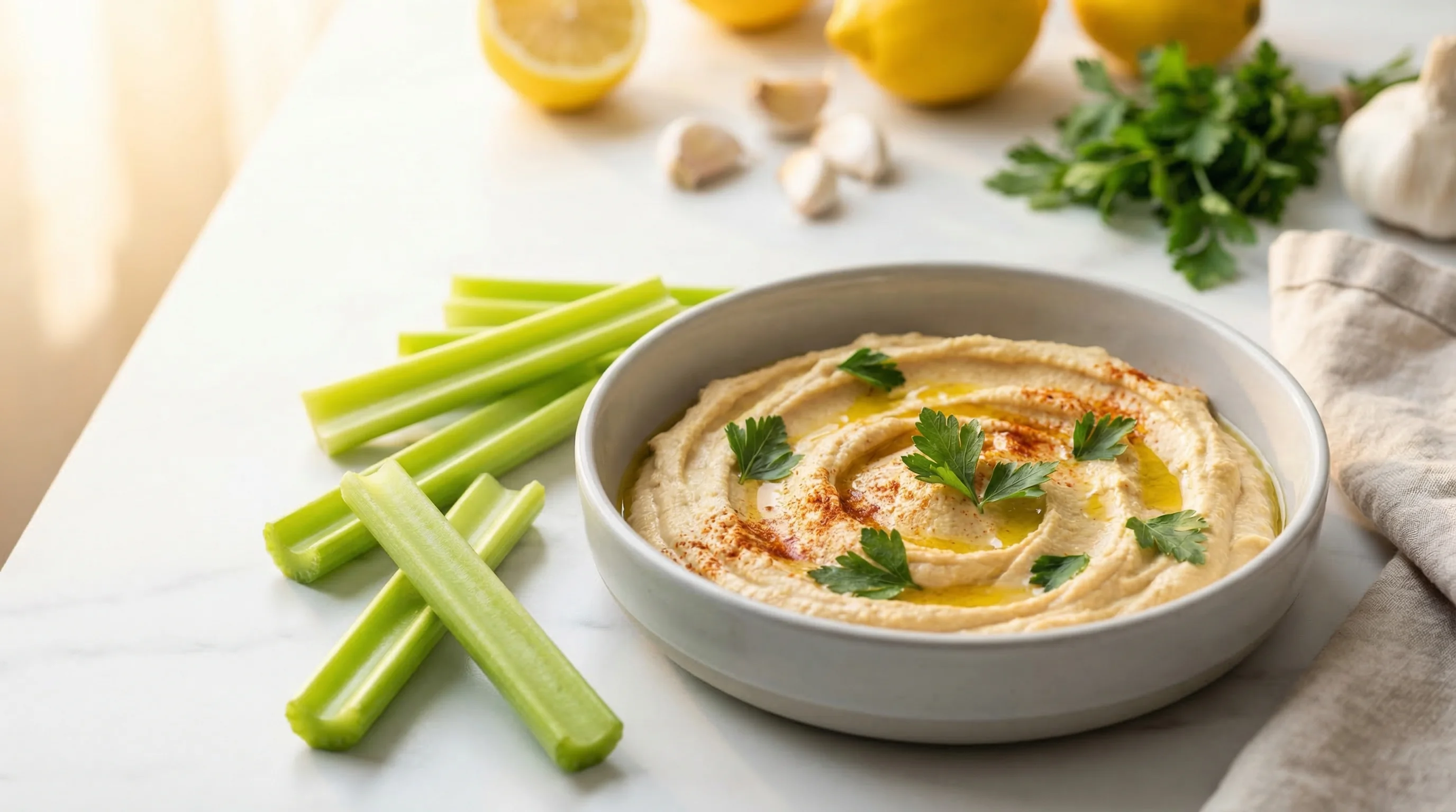 Hummus with Celery Sticks - Low Glycemic Recipe