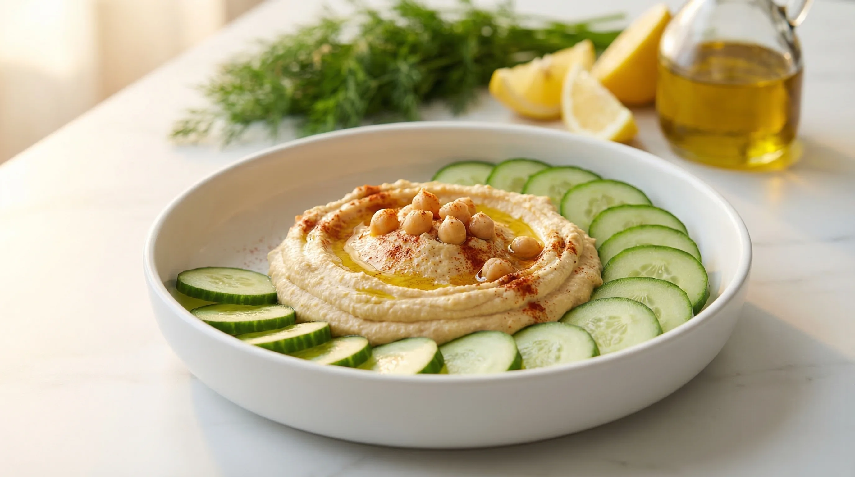 Hummus with Cucumber Slices - Low Glycemic Recipe