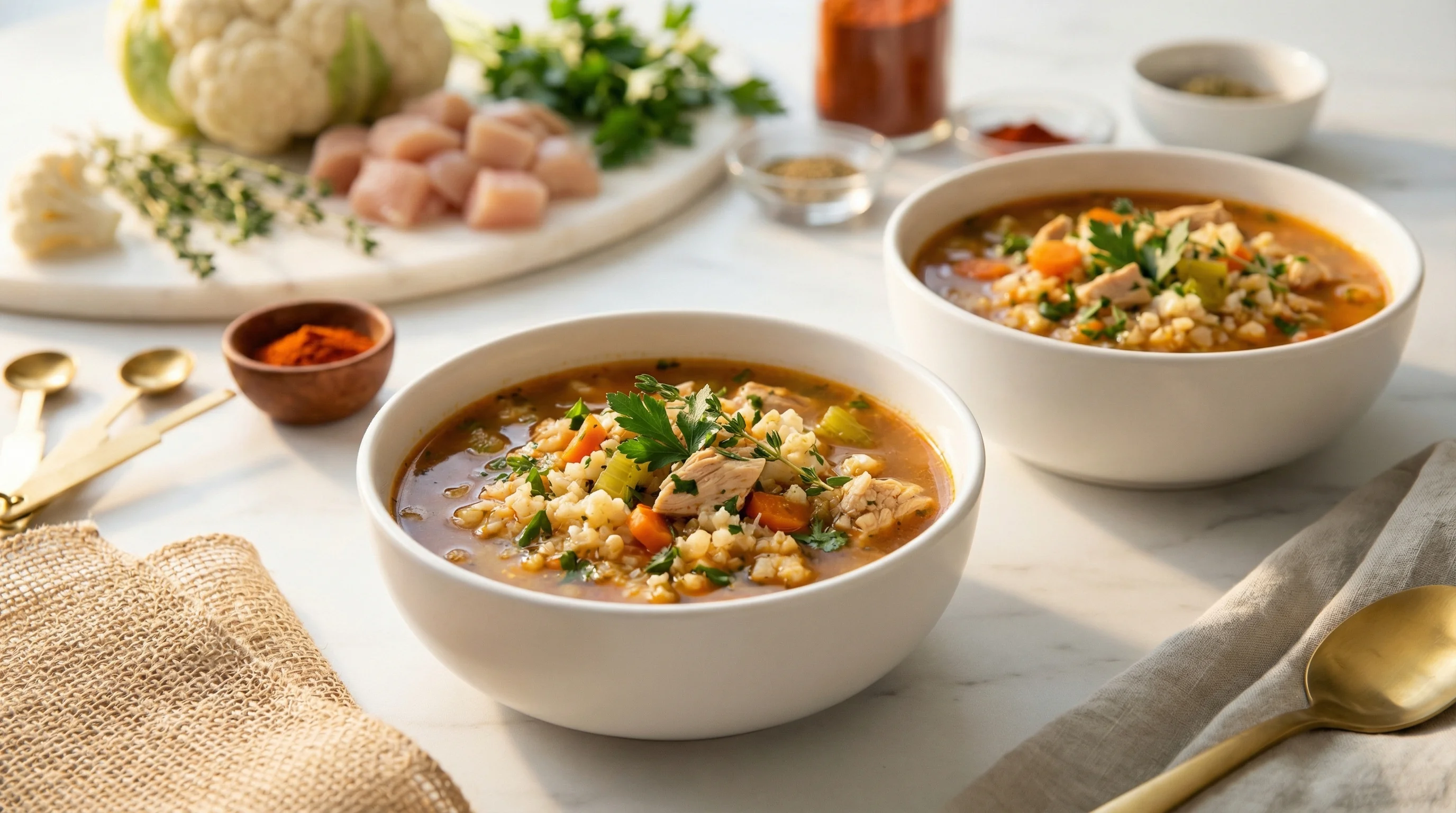 Low-Glycemic Chicken and Cauliflower Rice Soup - Low Glycemic Recipe