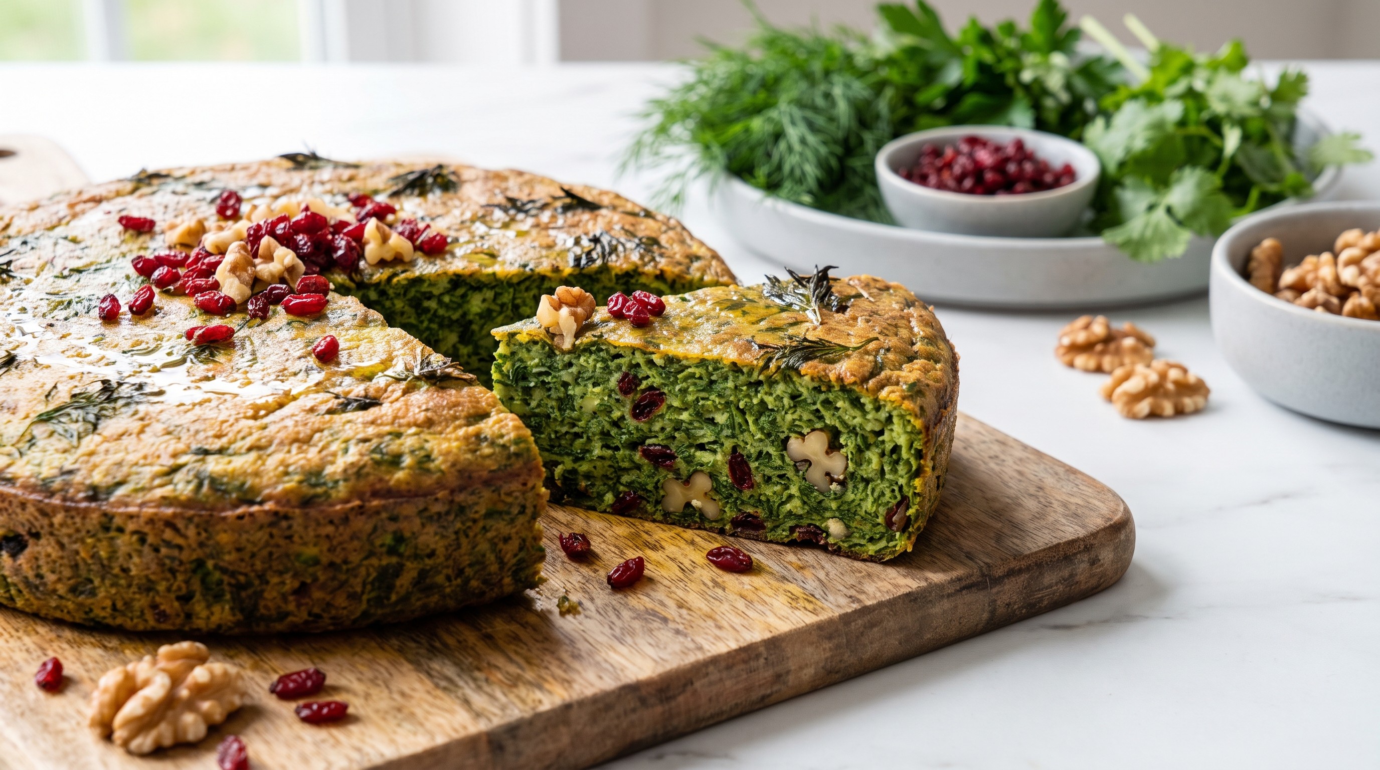 Kuku Sabzi (Torta de Ervas Persa com Ovo) - Receita de Baixo Índice Glicêmico