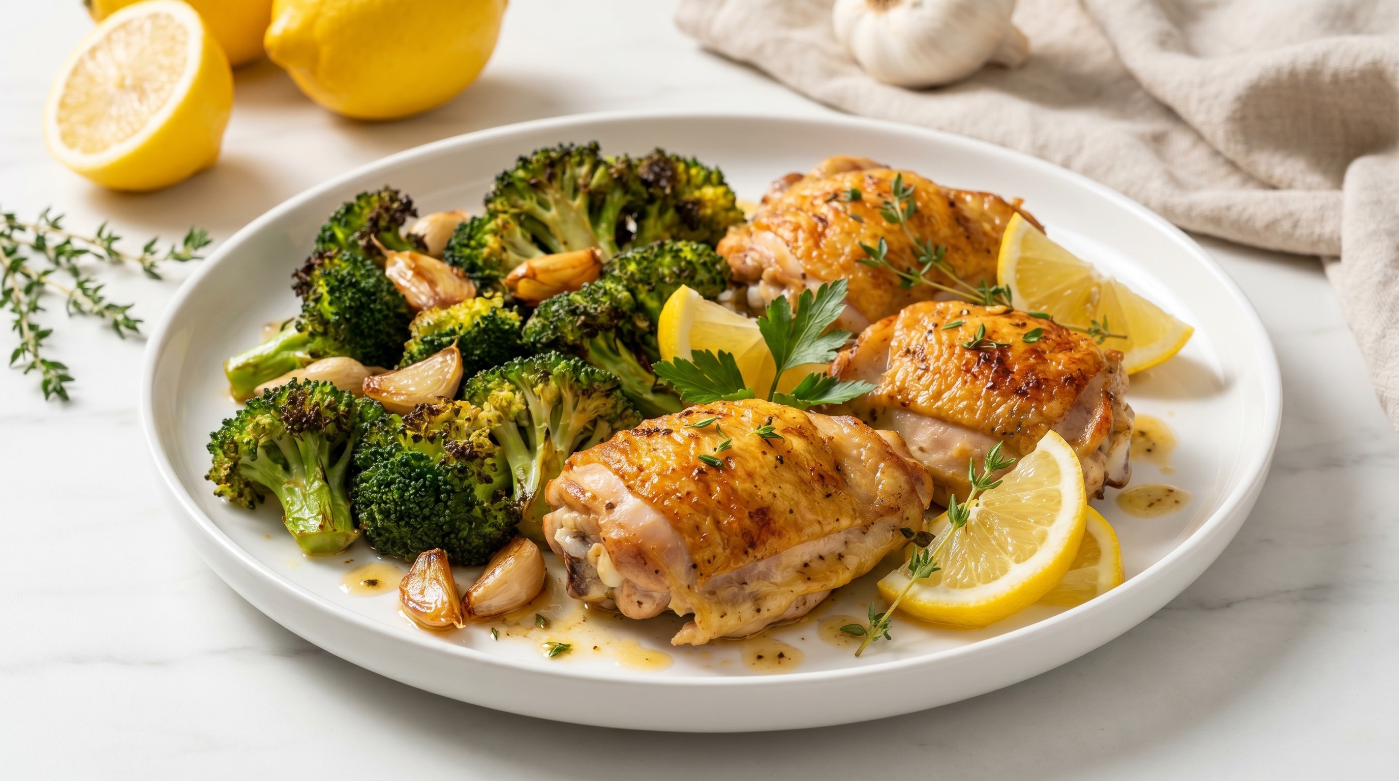 Sitron- og hvitløkskylling med ovnsbakt brokkoli - lavglykemisk oppskrift