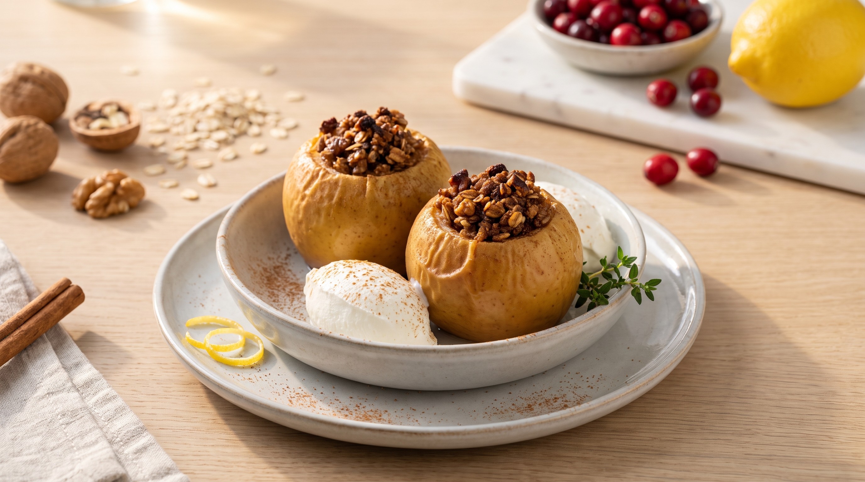 Low-GI Bratapfel — Baked Apples with Walnut-Oat Filling - Low Glycemic Recipe