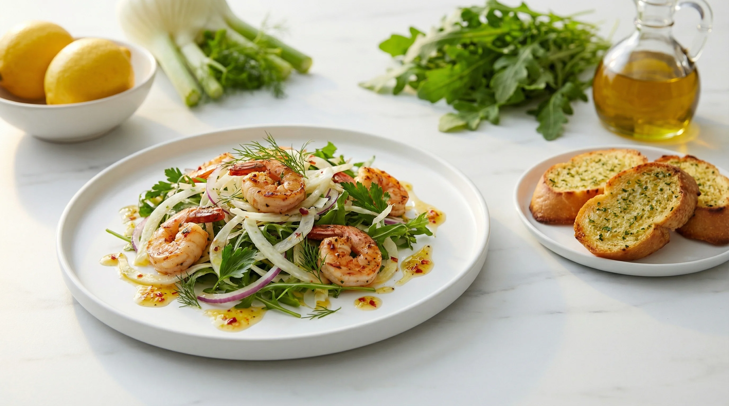 Mediterranean Prawn Salad with Lemon-Chili Dressing - Low Glycemic Recipe