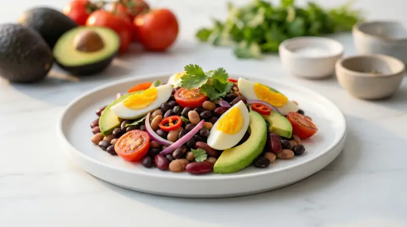 Low-Glycemic Mexican Bean and Egg Salad Bowl - Low Glycemic Recipe