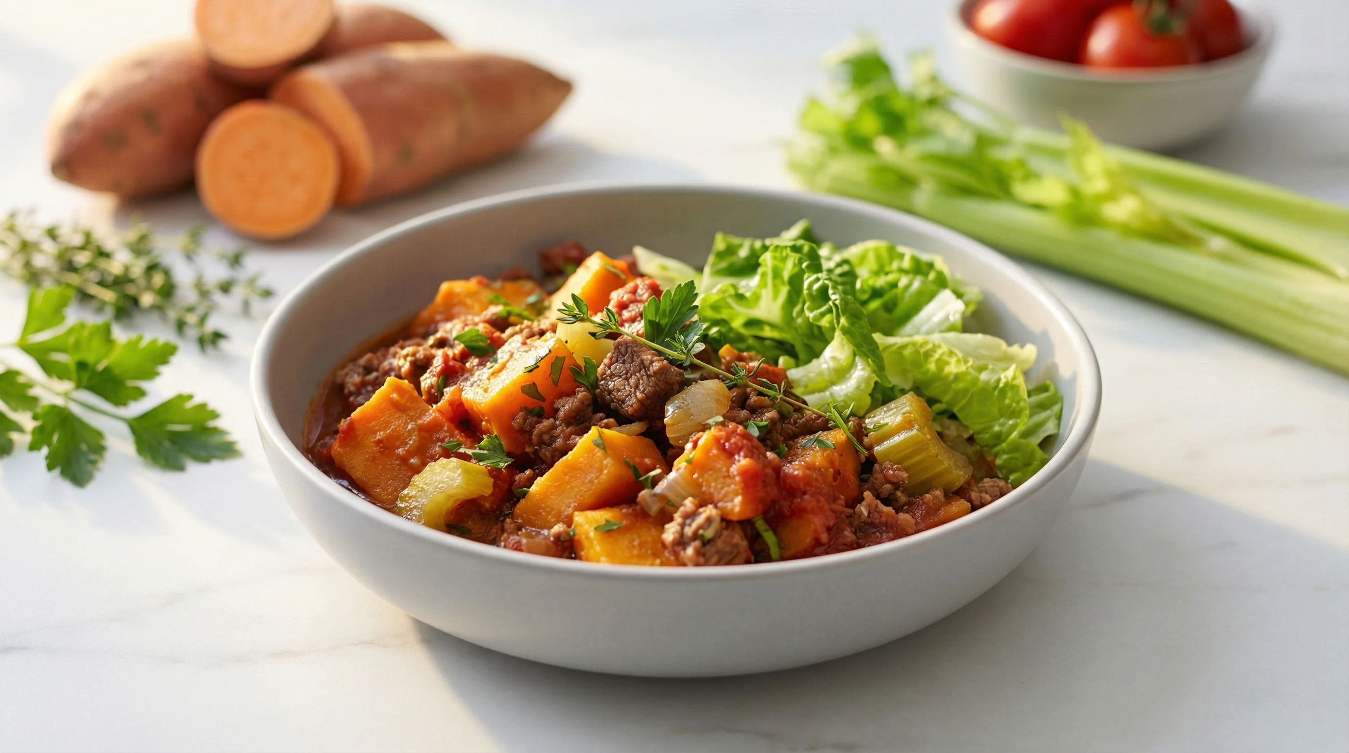 Lean Beef and Sweet Potato Comfort Stew - Low Glycemic Recipe