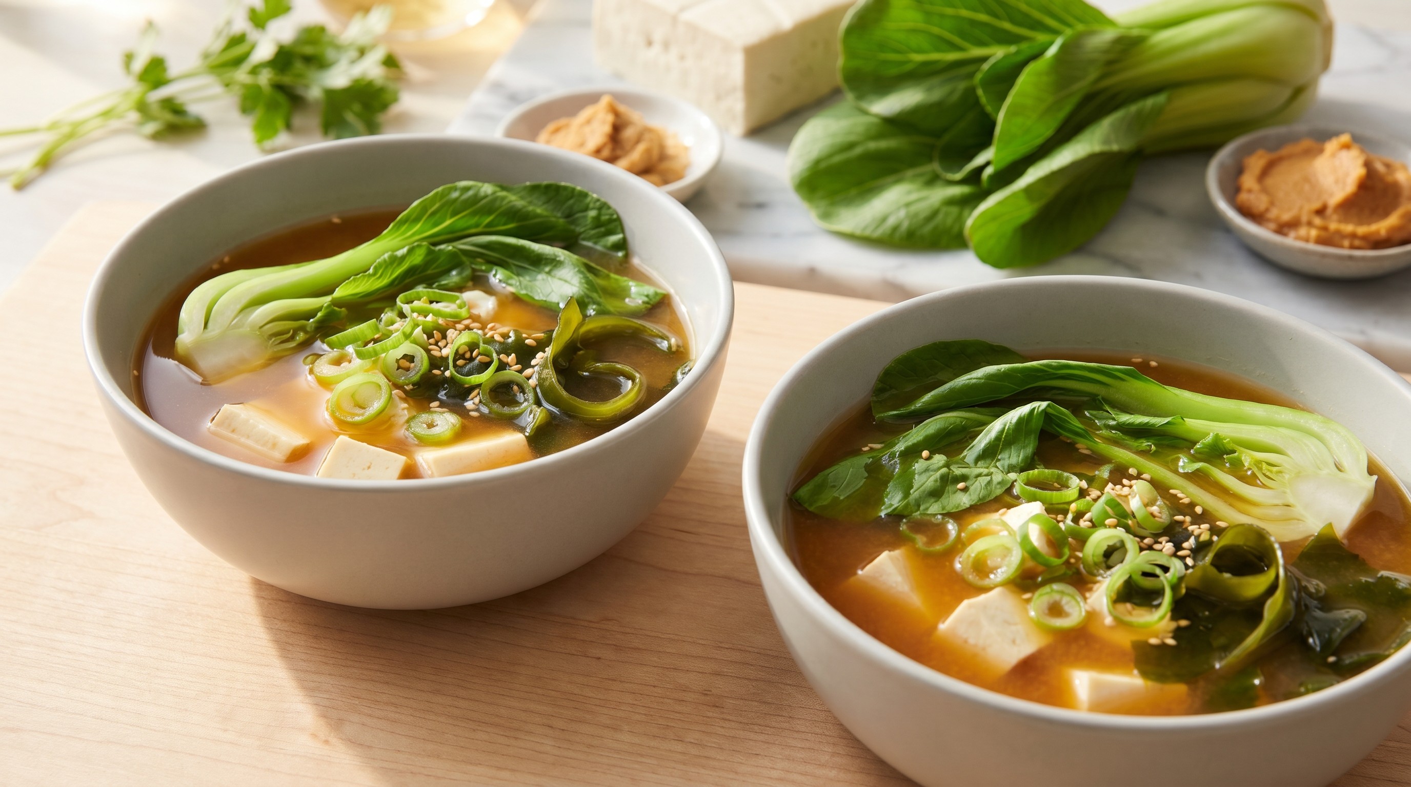 Miso Soup with Silken Tofu and Bok Choy - Low Glycemic Recipe