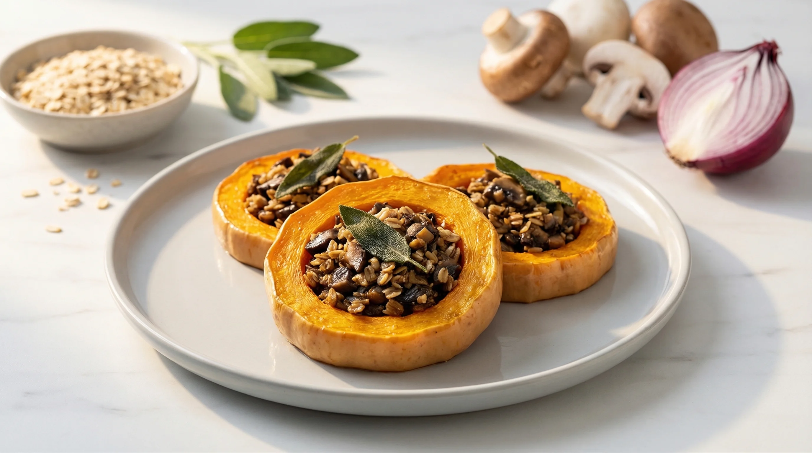 Low-Glycemic Mushroom-Stuffed Butternut Squash Rings - Low Glycemic Recipe