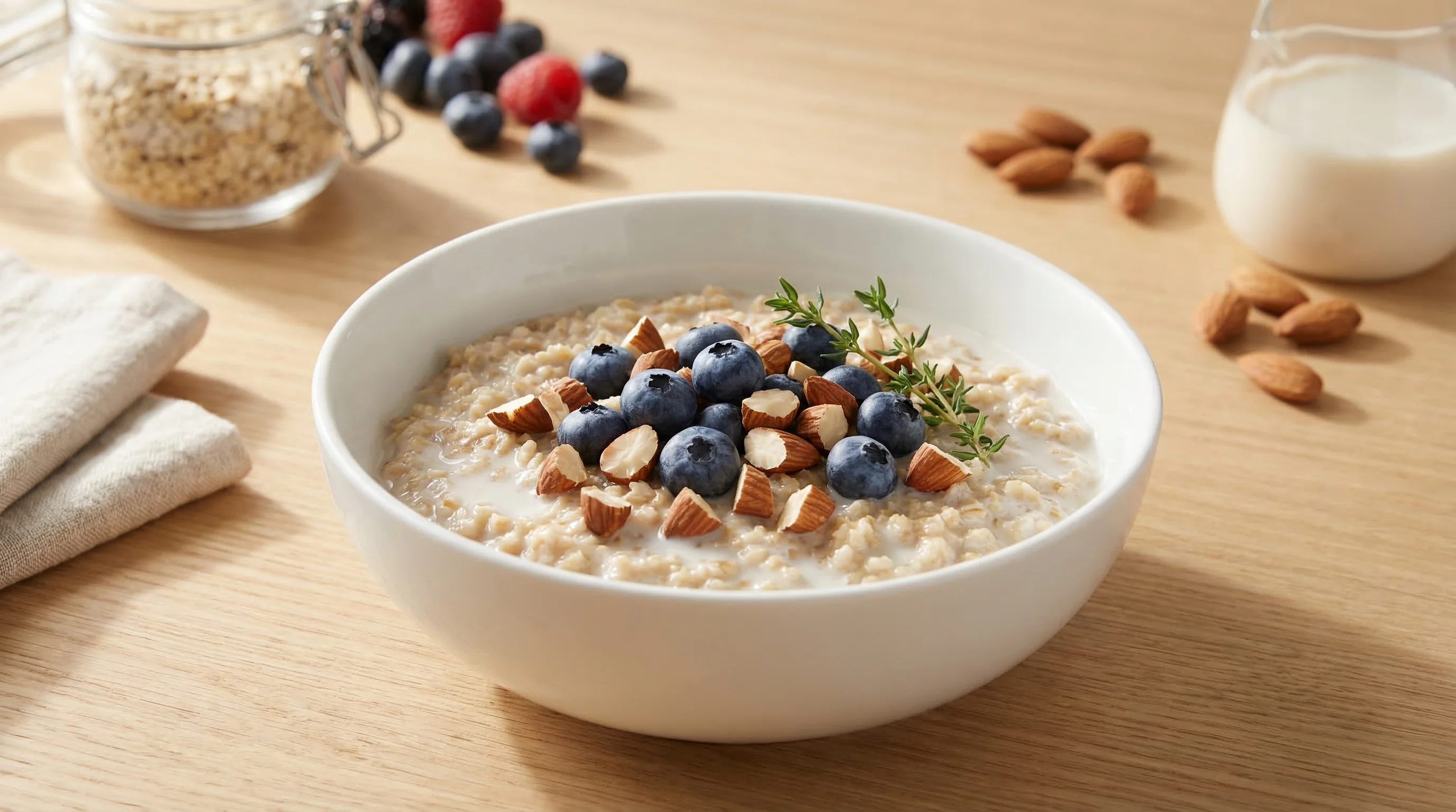 Steel-Cut Oatmeal with Blueberries & Almonds - Low Glycemic Recipe