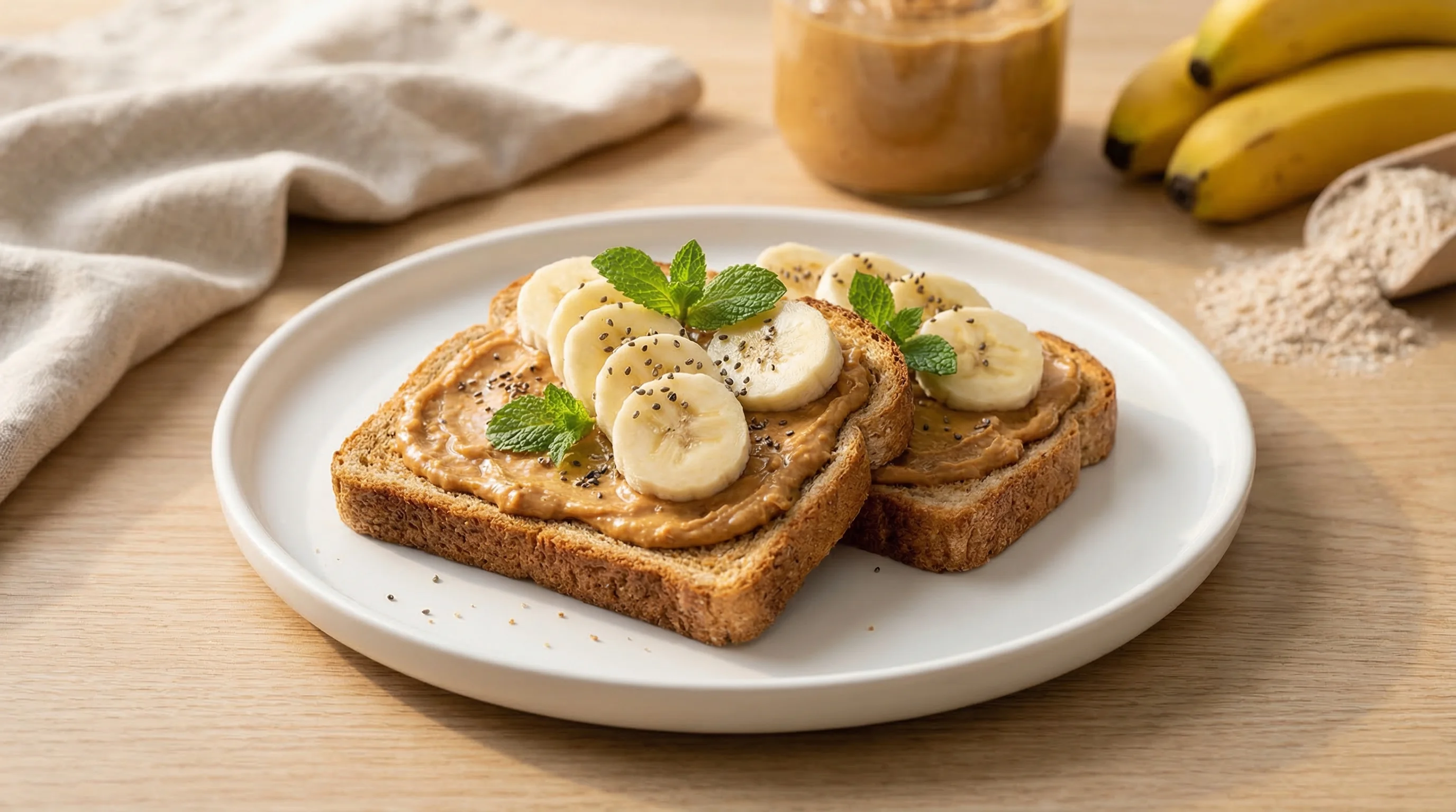 Low-Glycemic Peanut Butter Banana Toast - Low Glycemic Recipe