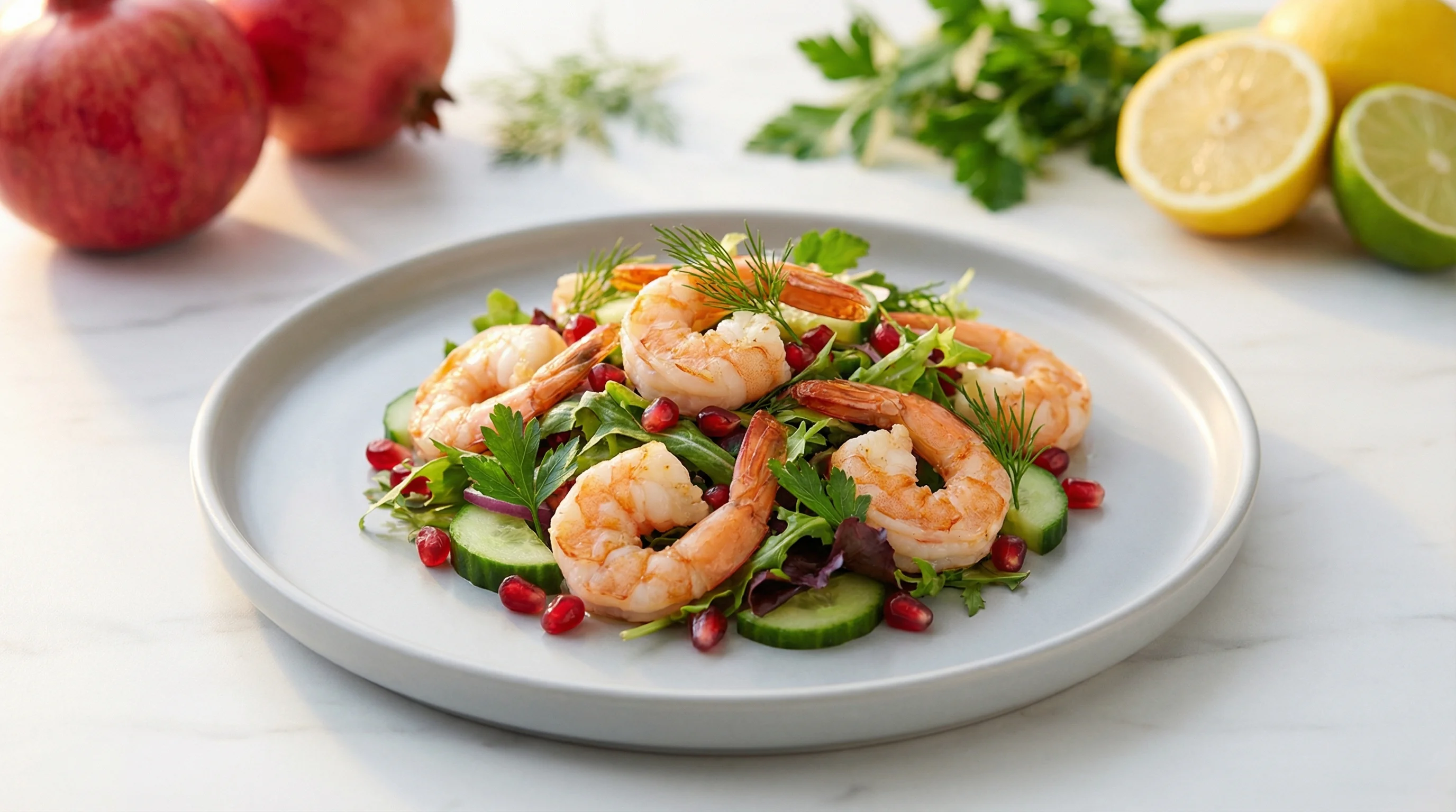 Citrus Prawn Salad with Pomegranate and Fresh Herbs - Low Glycemic Recipe