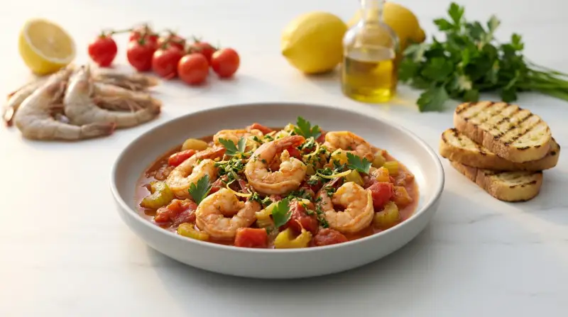 Mediterranean Prawn and Tomato Stew with Lemon-Herb Gremolata - Low Glycemic Recipe