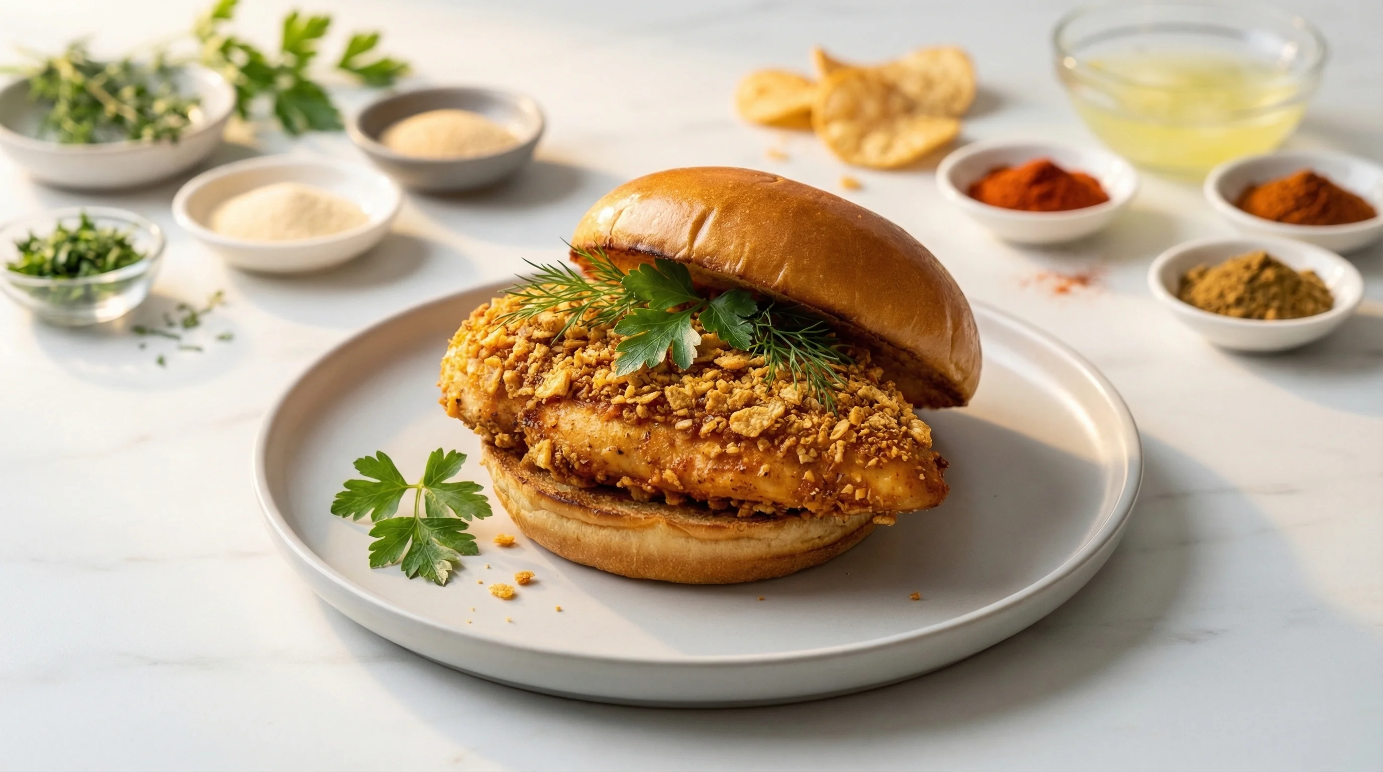Protein-Packed Air-Fried Chicken Sandwich - Low Glycemic Recipe