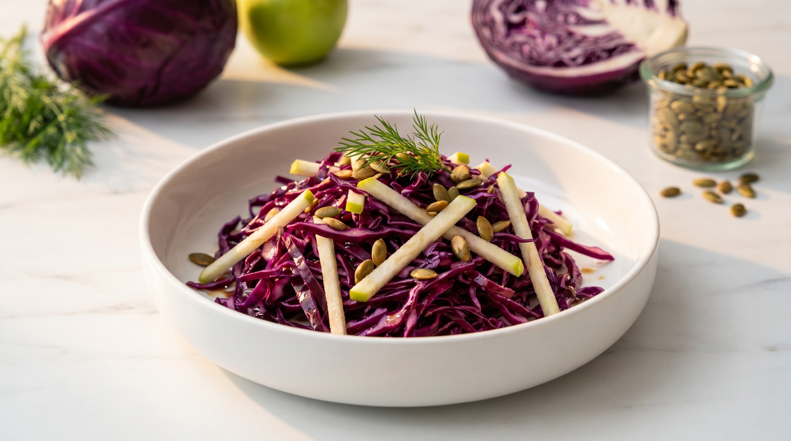Rödkålssallad (Swedish Red Cabbage Salad with Apple and Seeds) - Low Glycemic Recipe