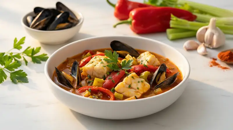 Mediterranean Paprika Seafood Stew - Low Glycemic Recipe