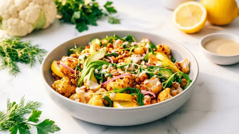 Mediterranean Roasted Cauliflower Bowl with Tahini Drizzle - Low Glycemic Recipe