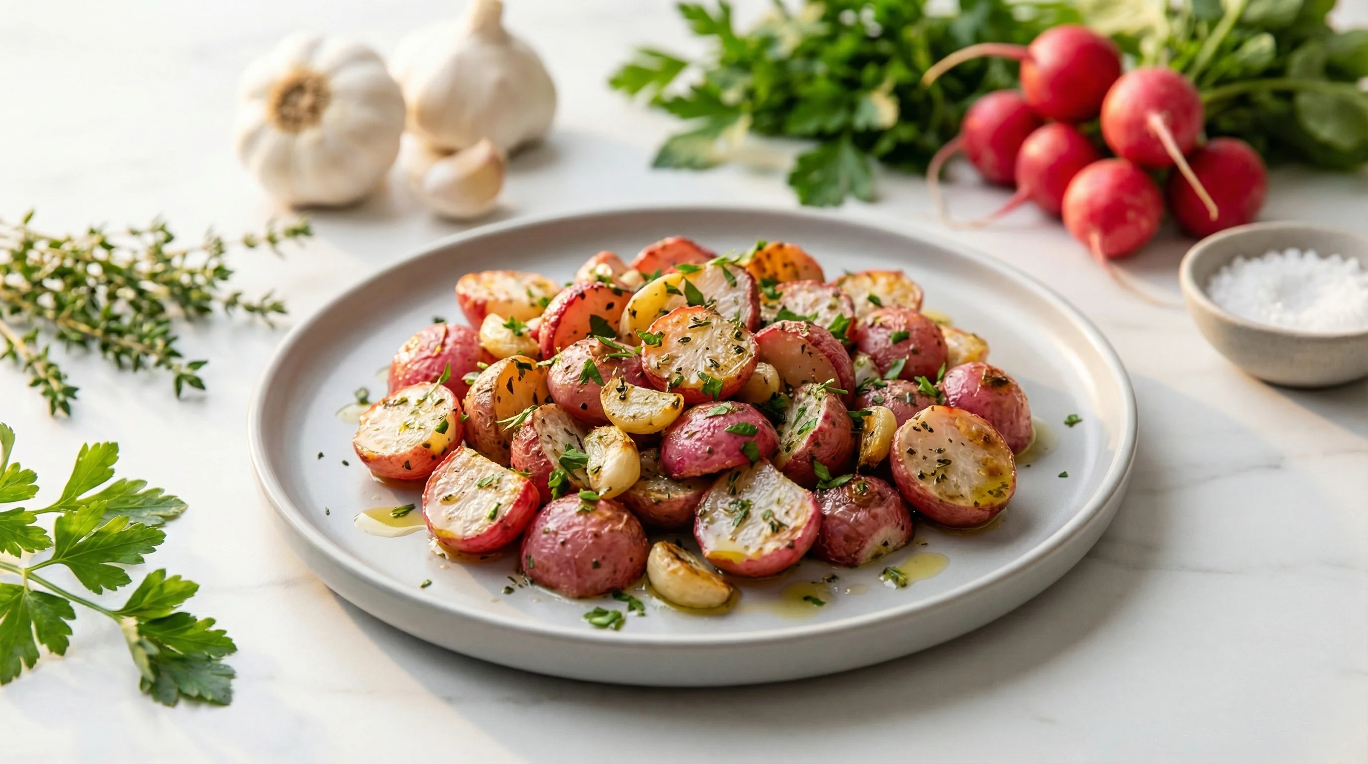 Herb-Roasted Radishes with Garlic - Low Glycemic Recipe