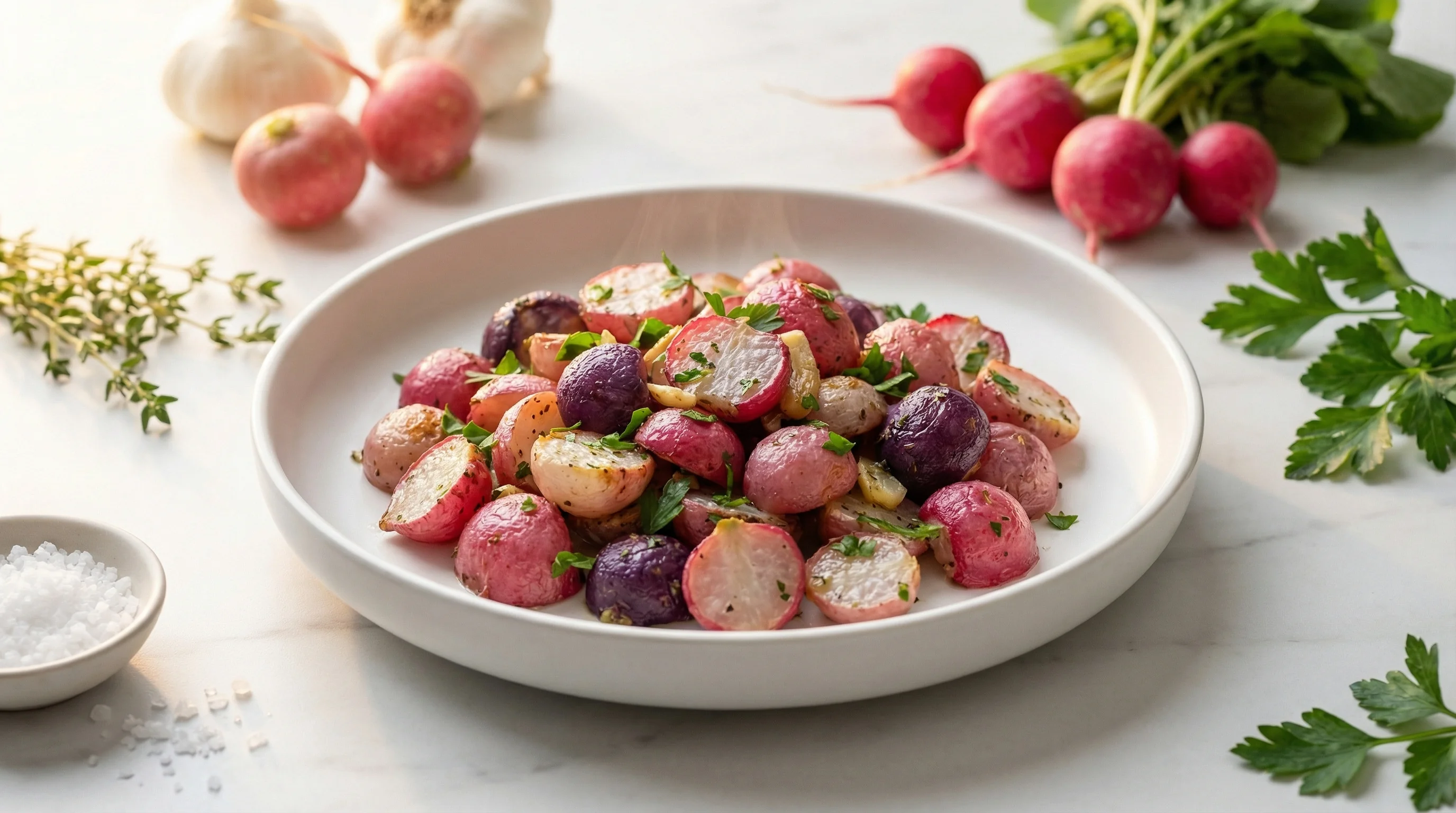 Herb-Roasted Radishes with Garlic - Low Glycemic Recipe