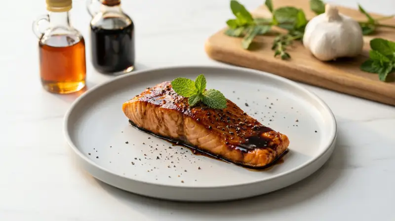 Balsamic-Glazed Salmon with Reduced Maple Syrup - Low Glycemic Recipe