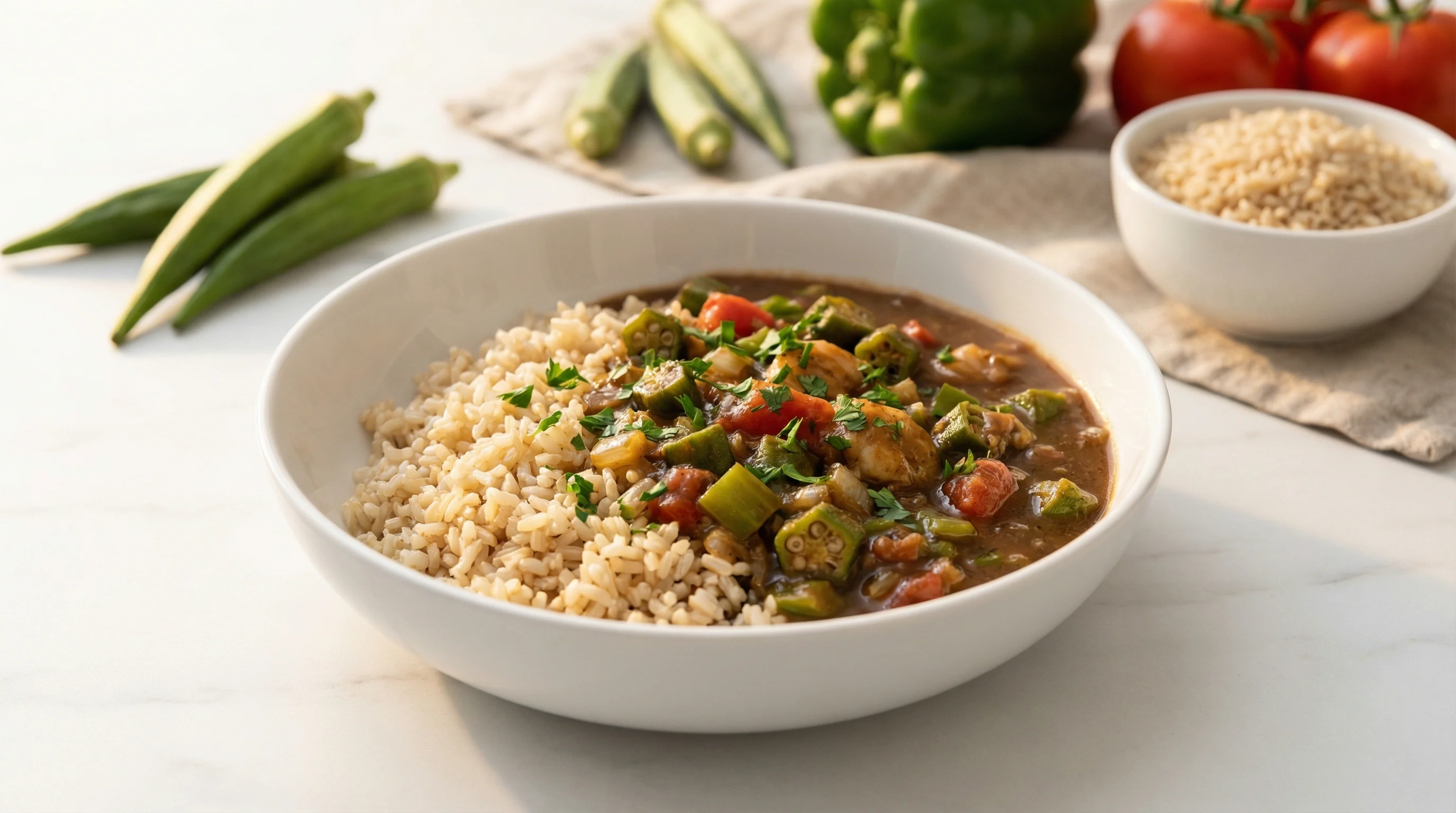 Blood Sugar-Friendly Seafood Gumbo with Brown Rice - Low Glycemic Recipe