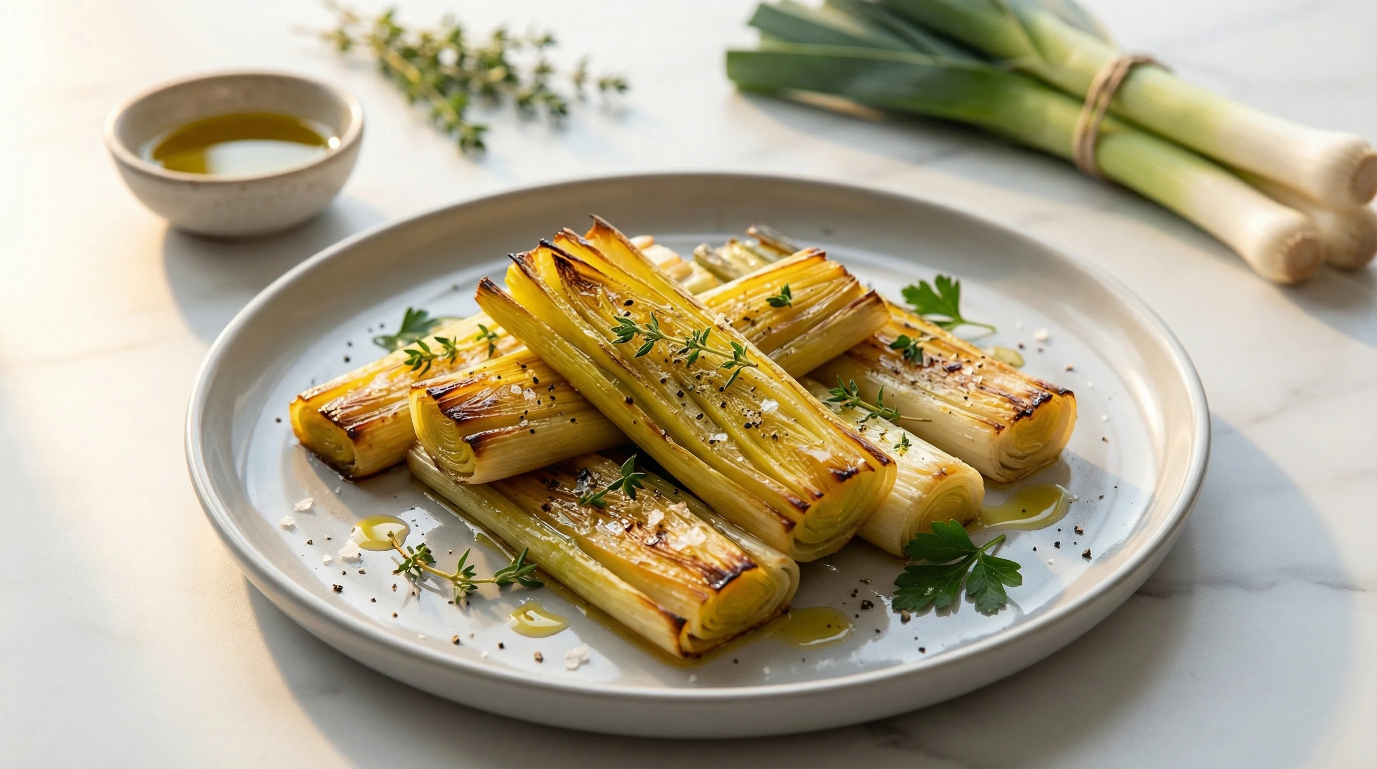 Slow-Roasted Caramelized Leeks with Olive Oil - Low Glycemic Recipe