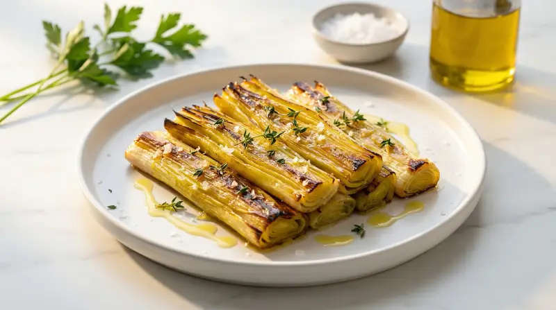 Slow-Roasted Caramelized Leeks with Olive Oil - Low Glycemic Recipe