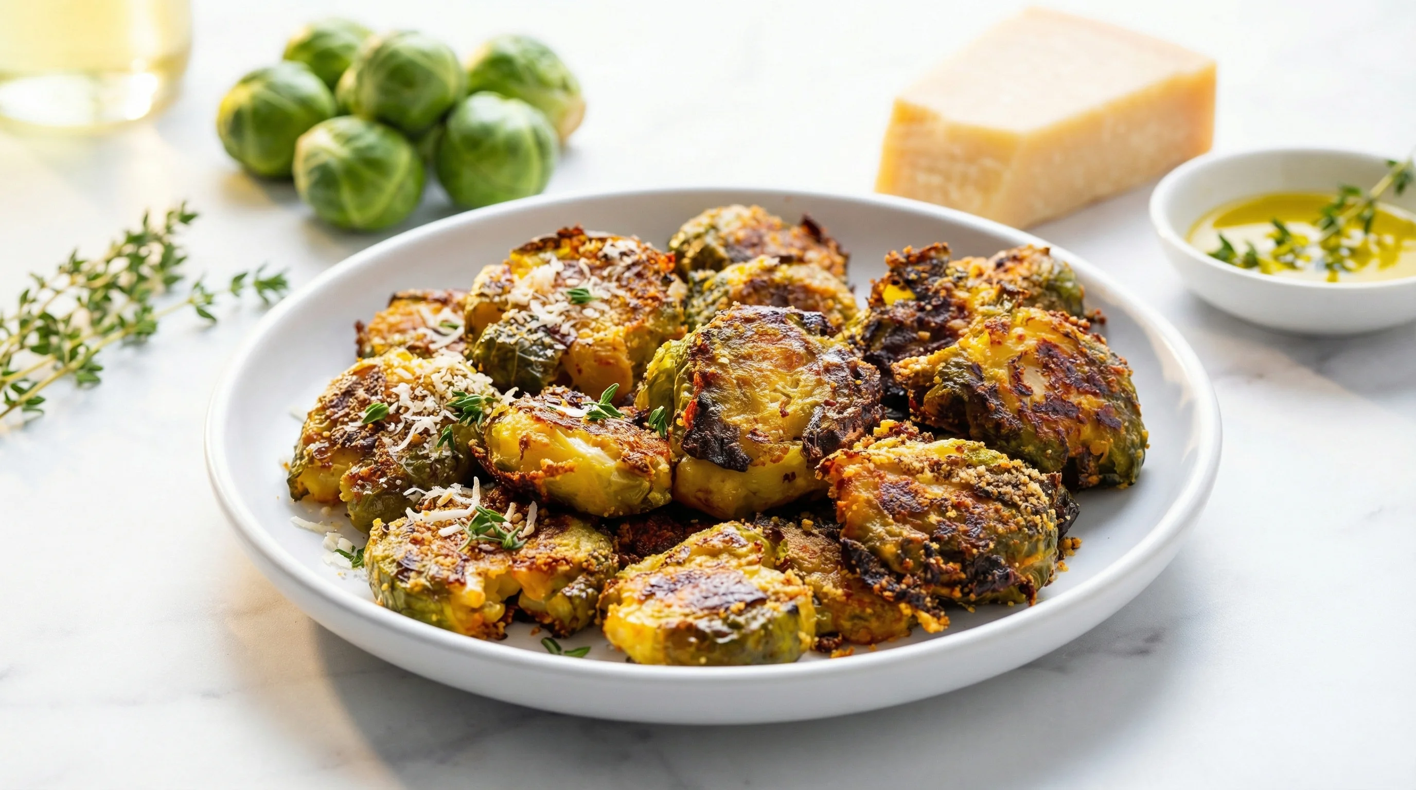 Crispy Smashed Brussels Sprouts with Parmesan - Low Glycemic Recipe