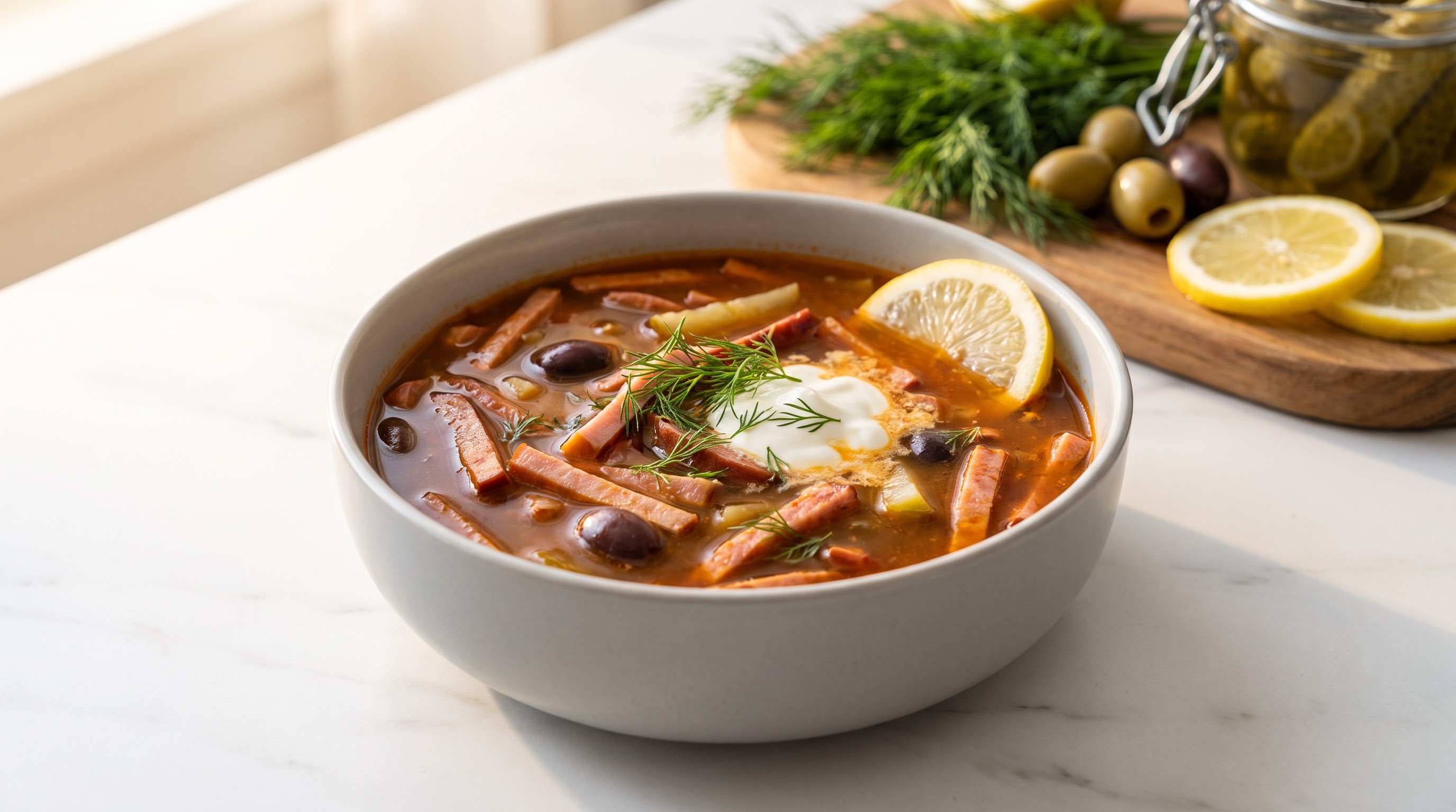Solyanka (Russisk røkt kjøtt- og oliven-suppe) - Lavglykemisk oppskrift