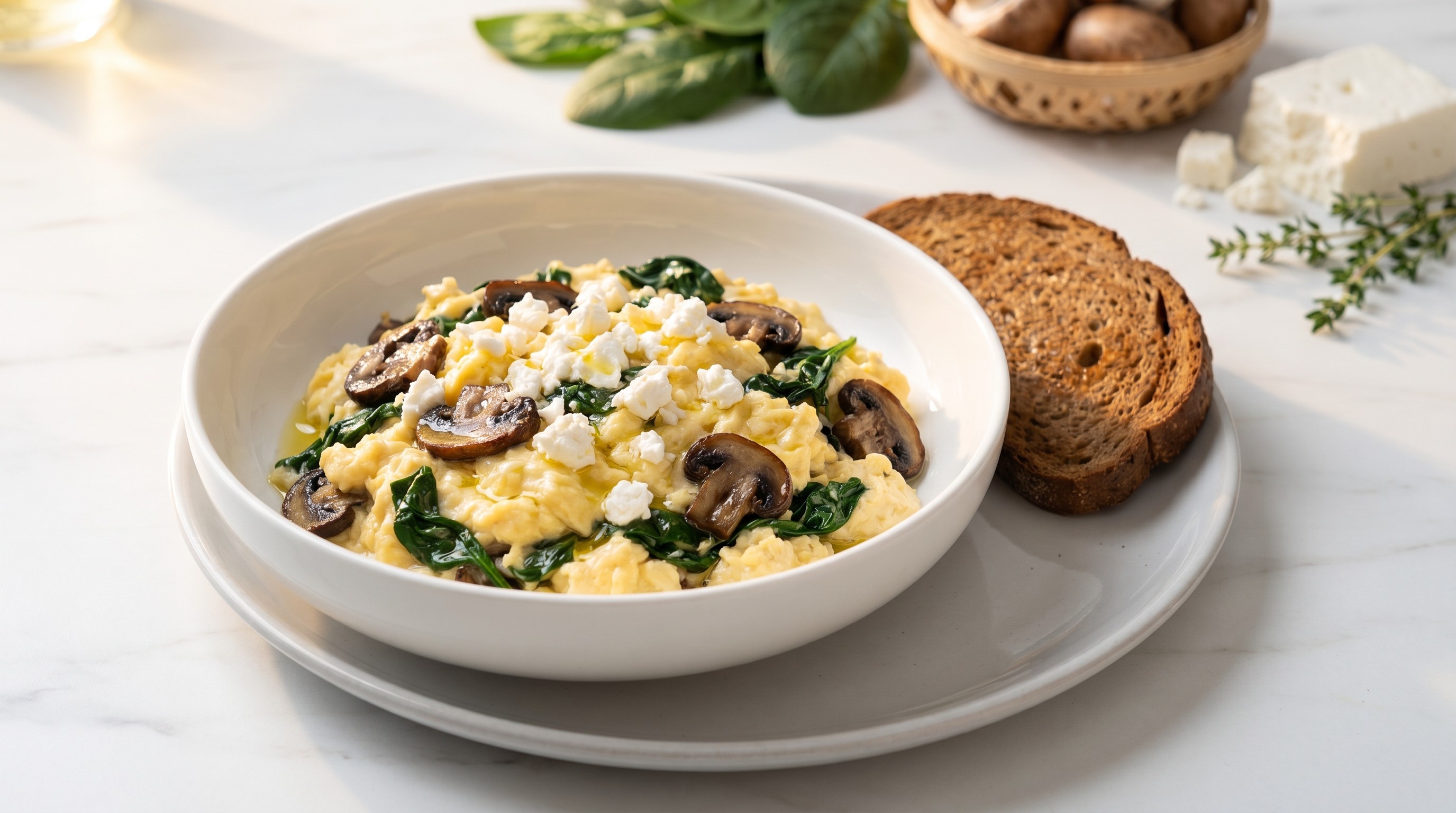 Revuelto de espinacas y champiñones - Receta de bajo índice glucémico