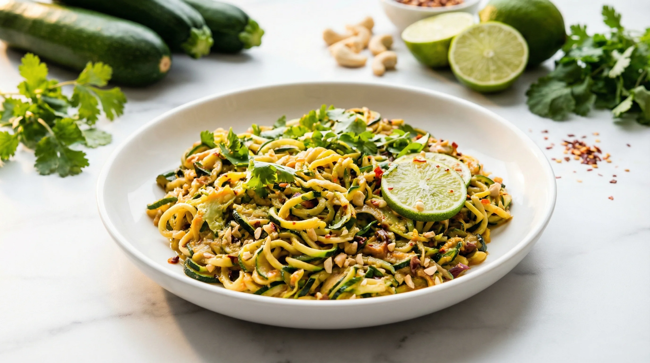 Low-Glycemic Spiralized Vegetable Stir-Fry with Cashew Sauce - Low Glycemic Recipe