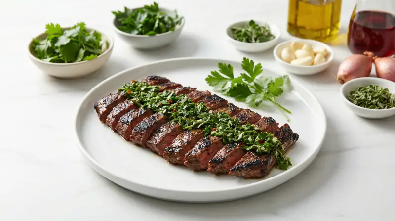 Argentine Grilled Steak with Fresh Herb Chimichurri - Low Glycemic Recipe