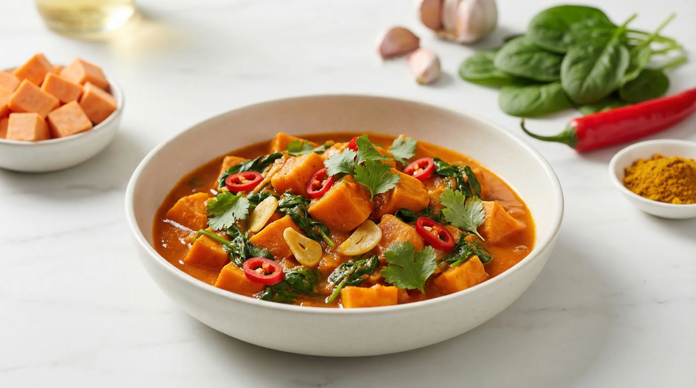 Sweet Potato and Spinach Curry - Low Glycemic Recipe